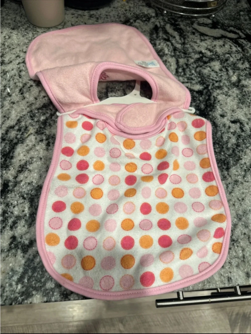 Pink Butterfly & Flower Baby Bib Set of 2